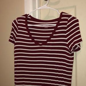 Striped v-neck top